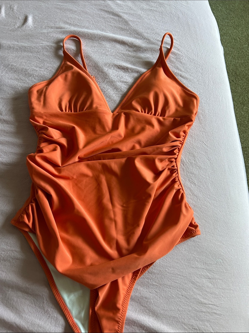 Cupshe Bright Orange Ruched One-Piece Swimsuit